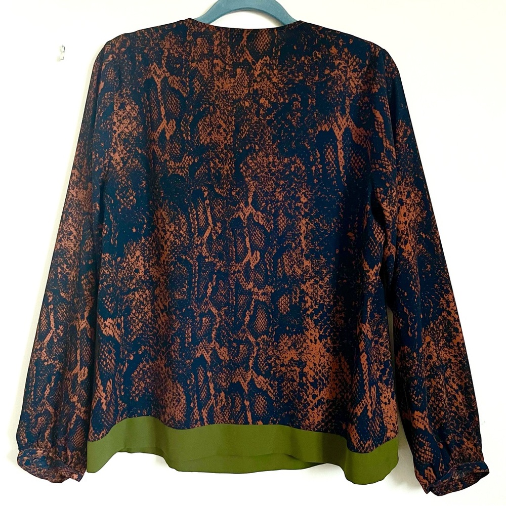 Cabi Border Wrap Python Print Blouse In Orange & … - image 4